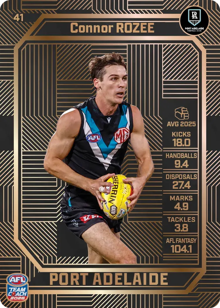 Teamcoach 2026 Base Bronze Card #41 Connor Rozee - Port Adelaide