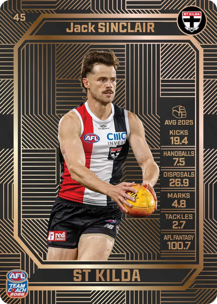 Teamcoach 2026 Base Bronze Card #45 Jack Sinclair - St Kilda