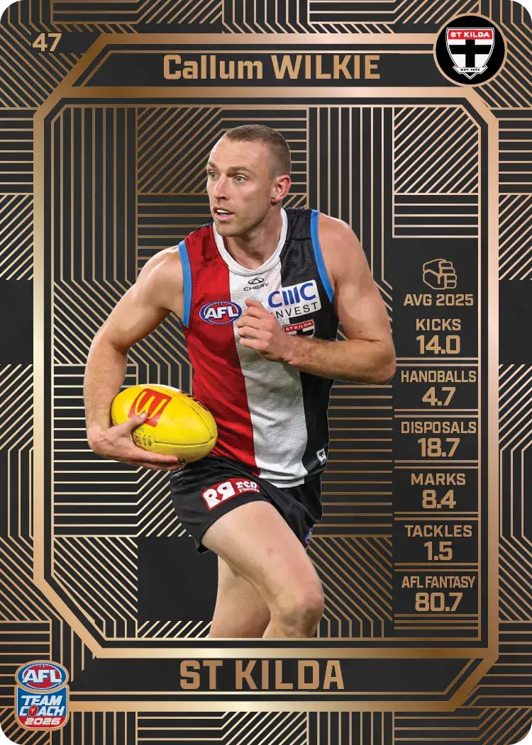 Teamcoach 2026 Base Bronze Card #47 Callum Wilkie - St Kilda