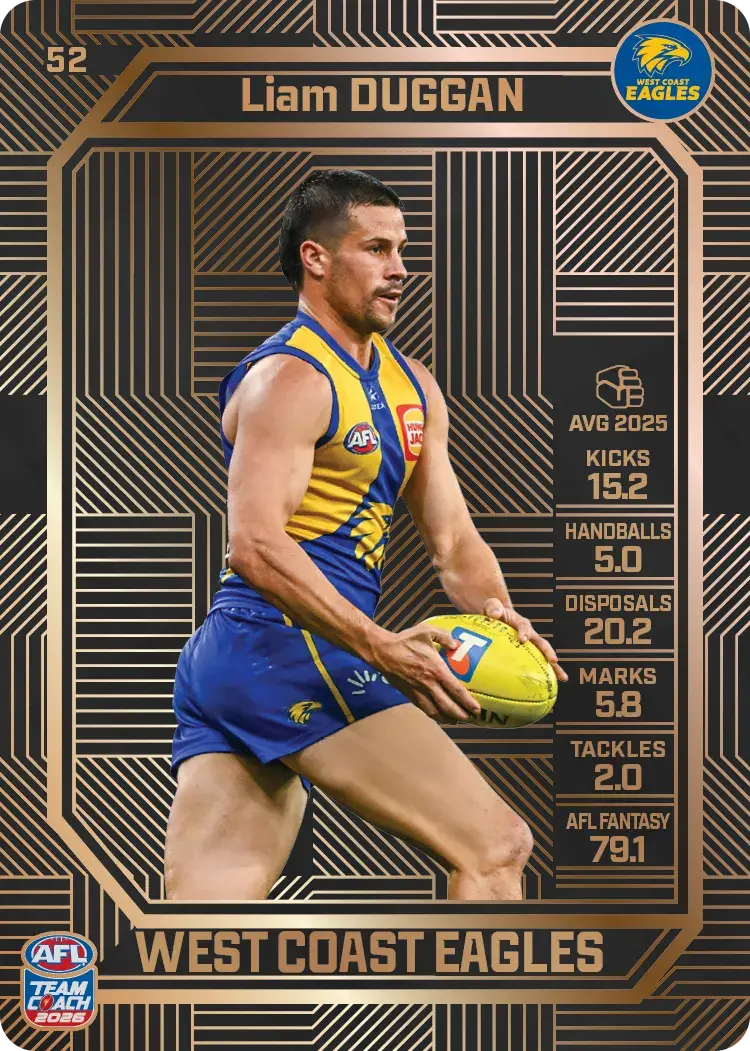 Teamcoach 2026 Base Bronze Card #52 Liam Duggan - West Coast Eagles