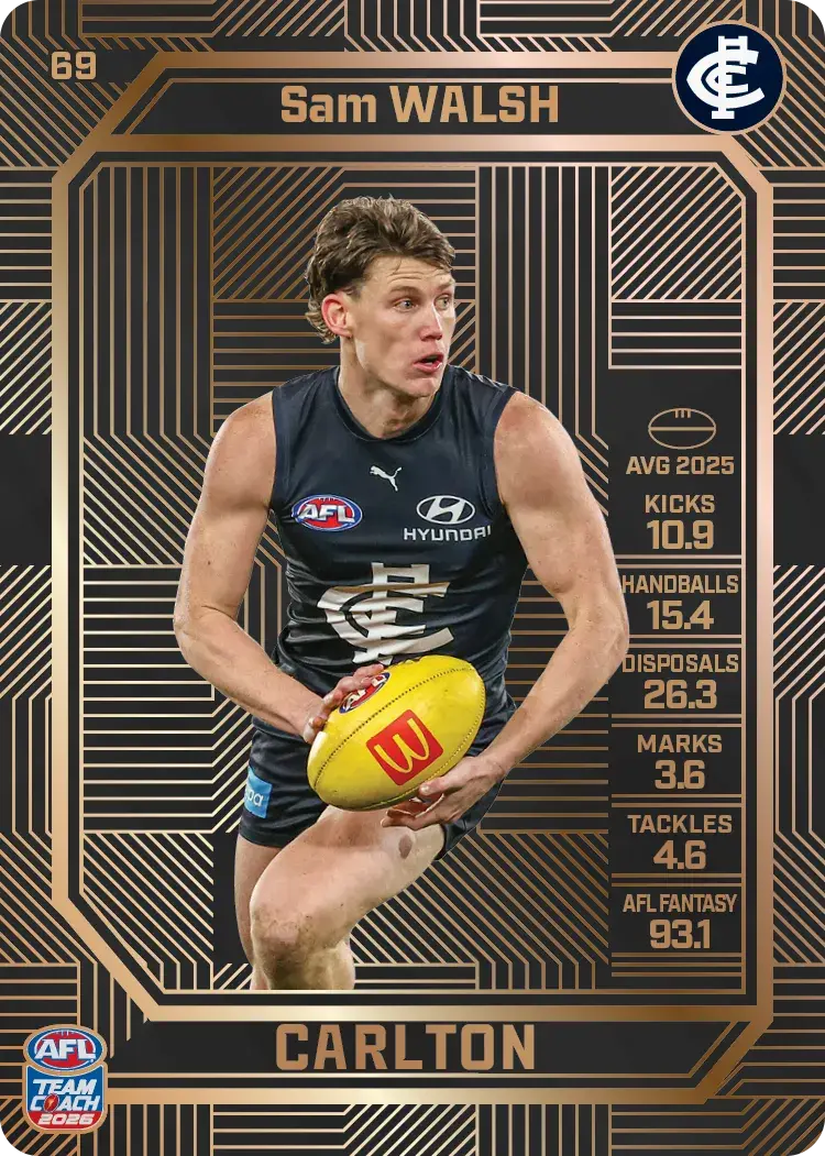 Teamcoach 2026 Base Bronze Card #69 Sam Walsh - Carlton