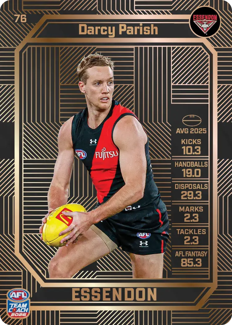 Teamcoach 2026 Base Bronze Card #77 Darcy Parish - Essendon