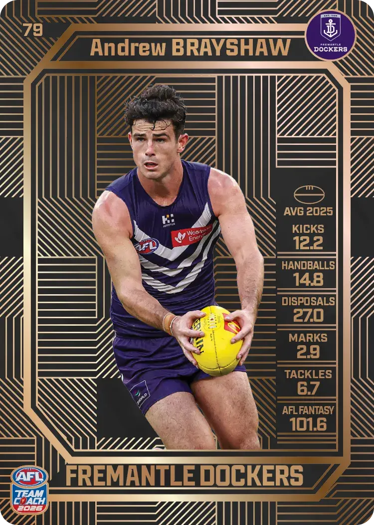 Teamcoach 2026 Base Bronze Card #79 Andrew Brayshaw - Fremantle