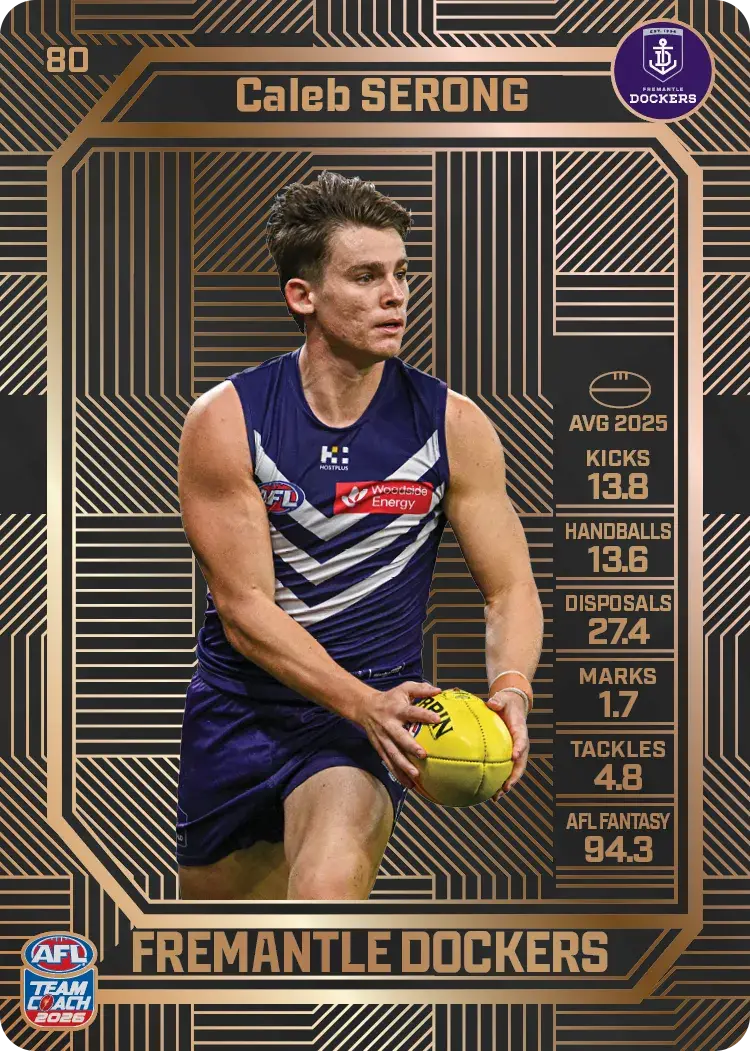 Teamcoach 2026 Base Bronze Card #80 Caleb Serong - Fremantle