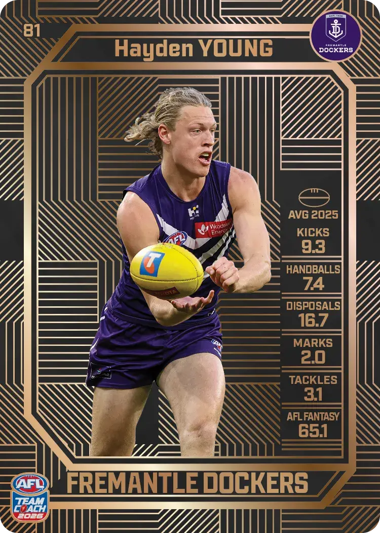 Teamcoach 2026 Base Bronze Card #81 Hayden Young - Fremantle