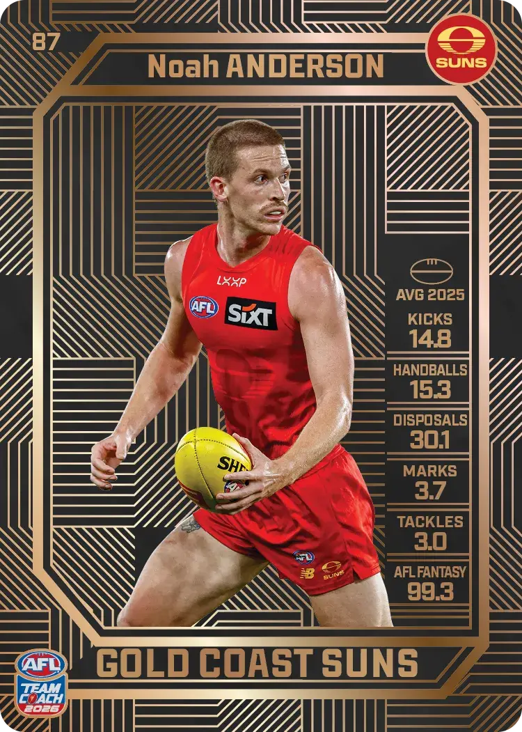 Teamcoach 2026 Base Bronze Card #87 Noah Anderson - Gold Coast Suns
