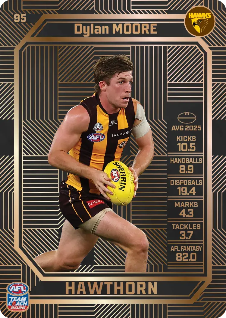 Teamcoach 2026 Base Bronze Card #95 Dylan Moore - Hawthorn