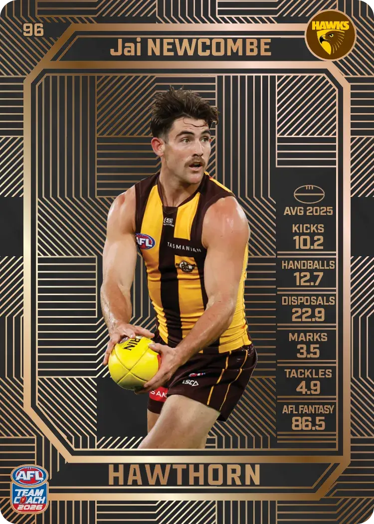 Teamcoach 2026 Base Bronze Card #96 Jai Newcombe - Hawthorn