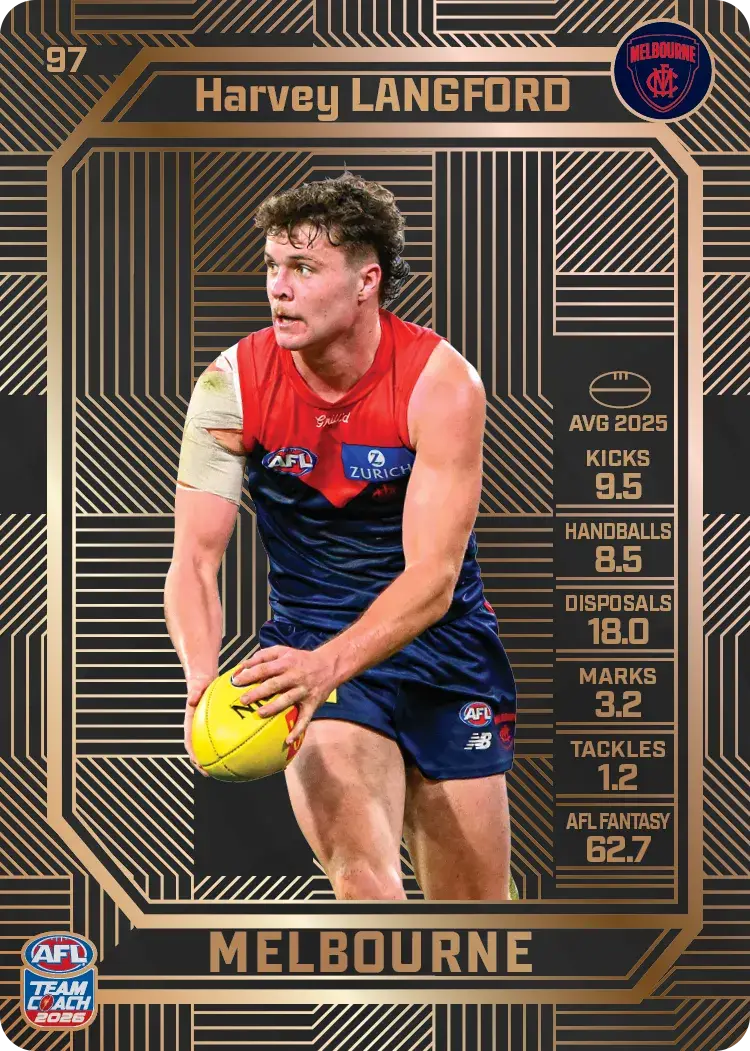 Teamcoach 2026 Base Bronze Card #97 Harvey Langford - Melbourne