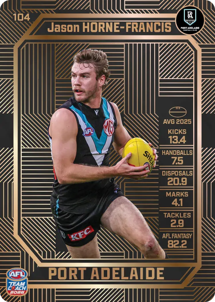 Teamcoach 2026 Base Bronze Card #104 Jason Horne-Francis - Port Adelaide