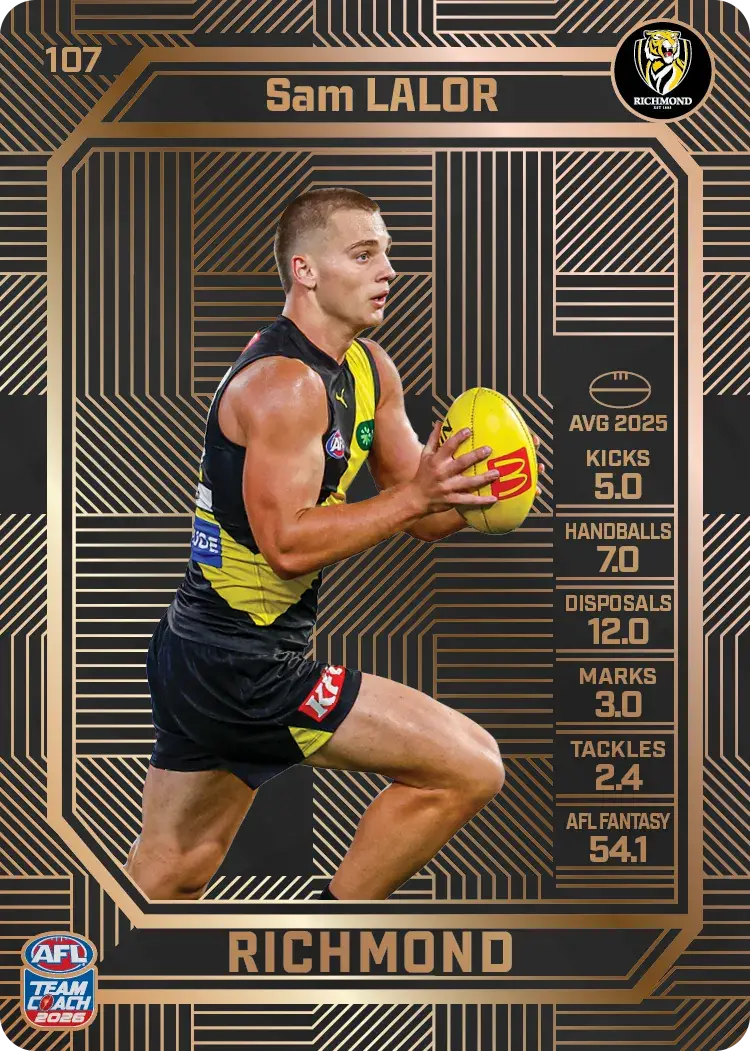 Teamcoach 2026 Base Bronze Card #107 Sam Lalor - Richmond