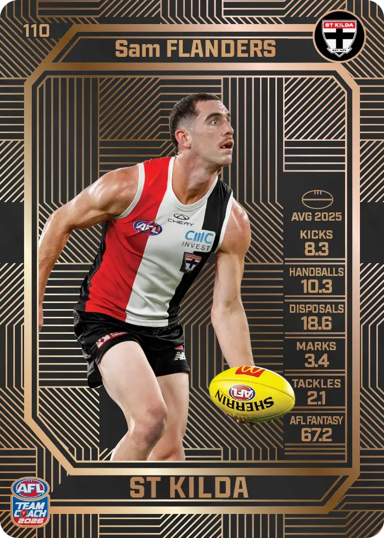 Teamcoach 2026 Base Bronze Card #110 Sam Flanders - St Kilda