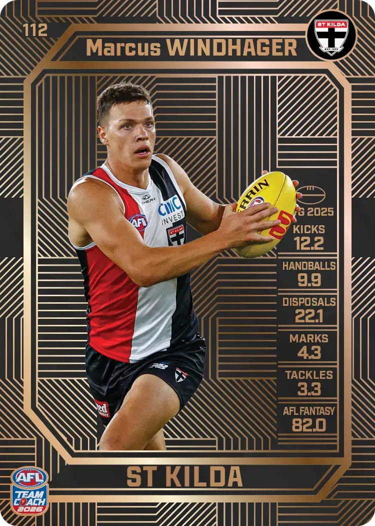 Teamcoach 2026 Base Bronze Card #112 Marcus Windhager - St Kilda