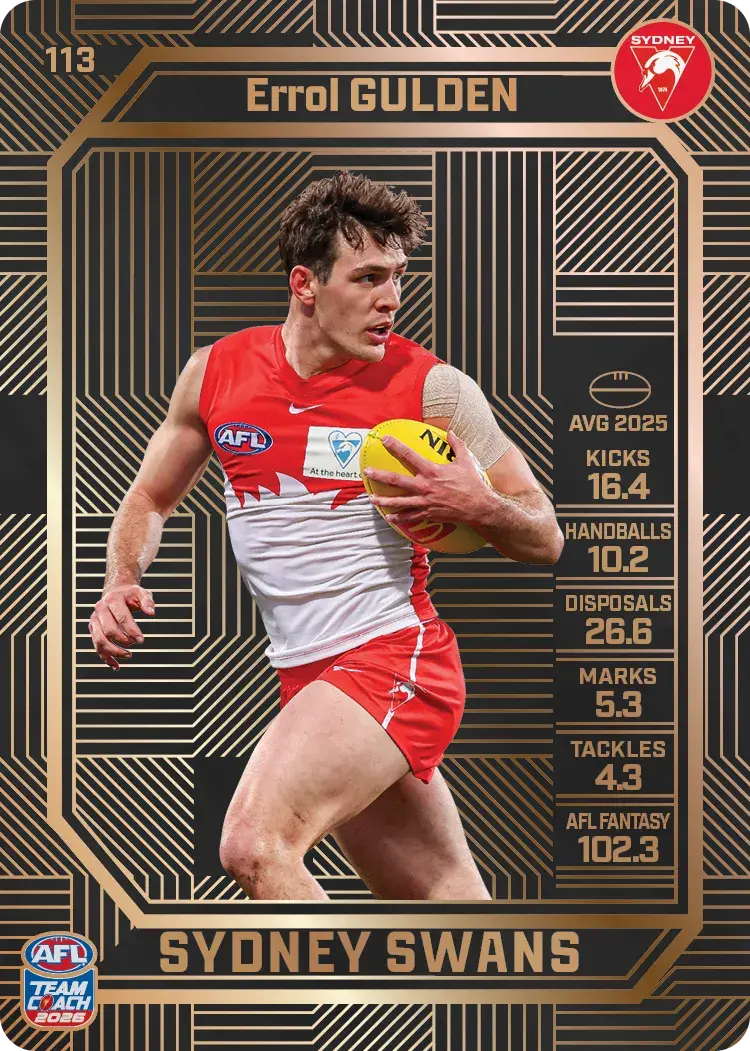 Teamcoach 2026 Base Bronze Card #113 Errol Gulden - Sydney Swans