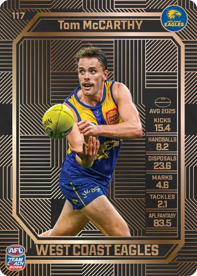 Teamcoach 2026 Base Bronze Card #117 Tom McCarthy - West Coast Eagles