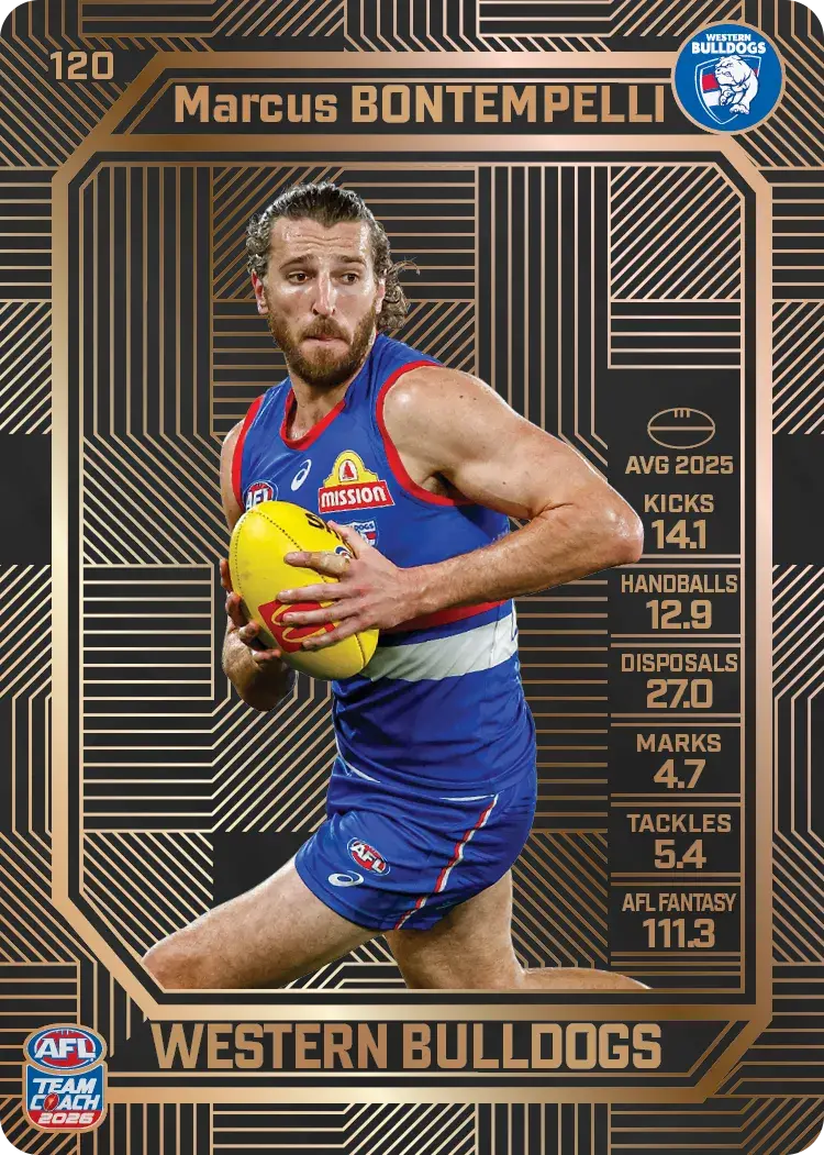 Teamcoach 2026 Base Bronze Card #120 Marcus Bontempelli - Western Bulldogs