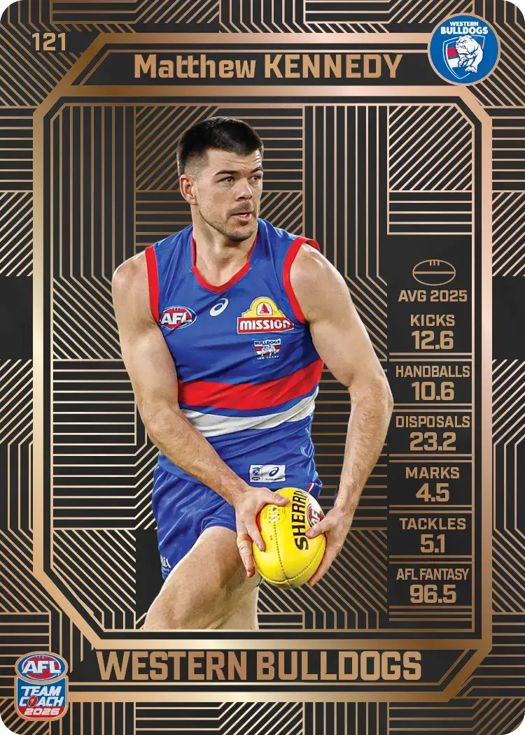 Teamcoach 2026 Base Bronze Card #121 Matthew Kennedy - Western Bulldogs