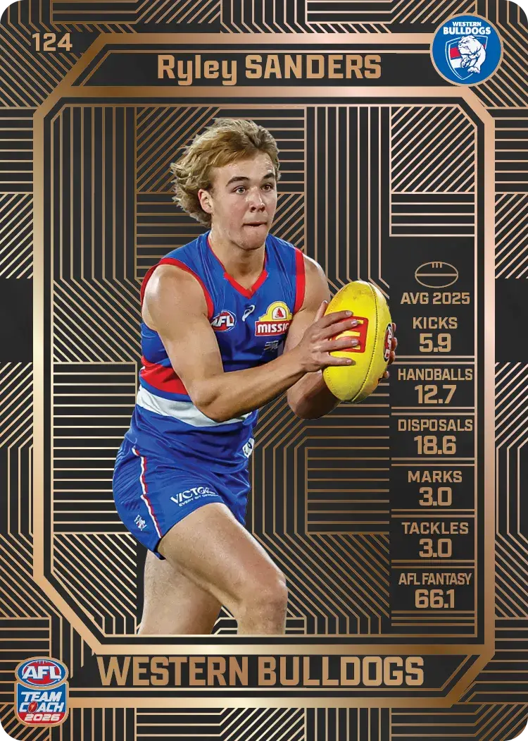 Teamcoach 2026 Base Bronze Card #124 Ryley Sanders - Western Bulldogs