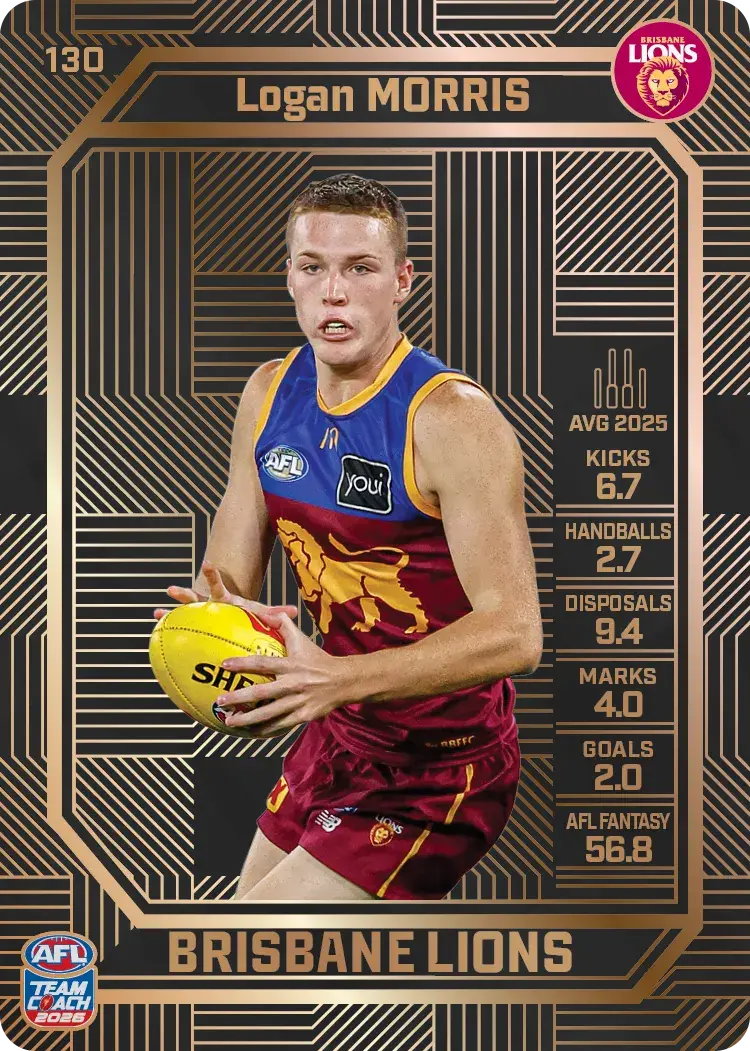 Teamcoach 2026 Base Bronze Card #130 Logan Morris - Brisbane Lions