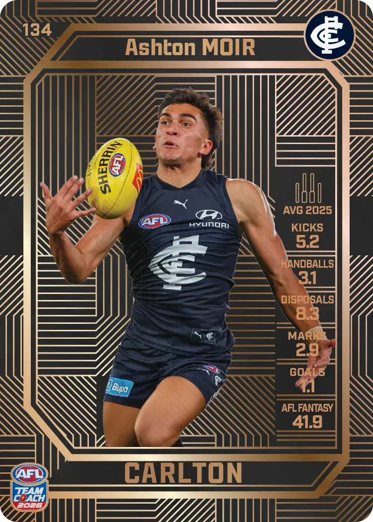 Teamcoach 2026 Base Bronze Card #134 Ashton Moir - Carlton