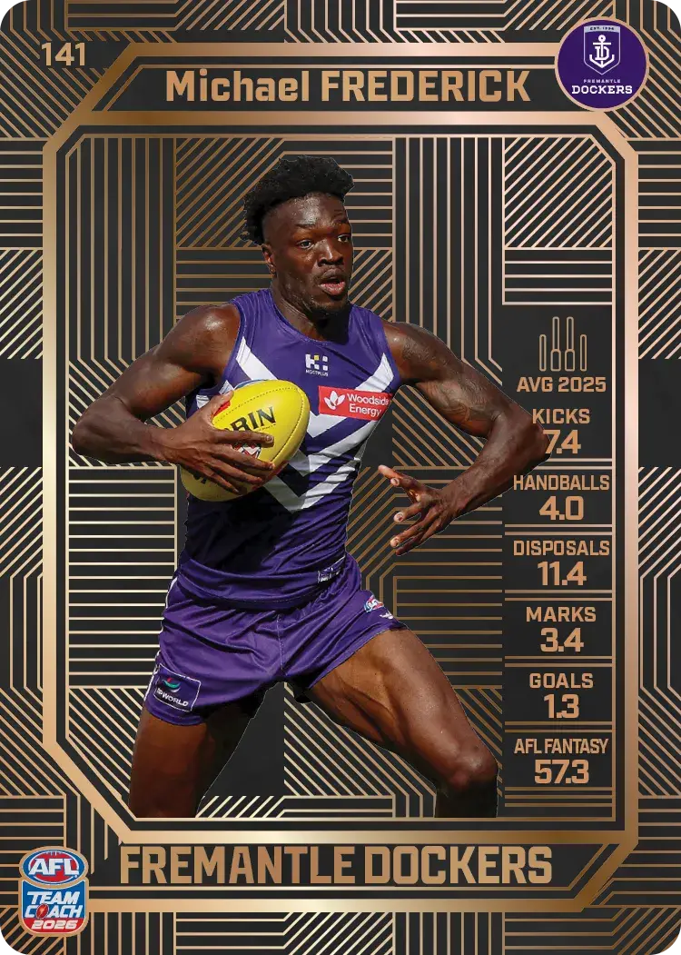 Teamcoach 2026 Base Bronze Card #141 Michael Frederick - Fremantle