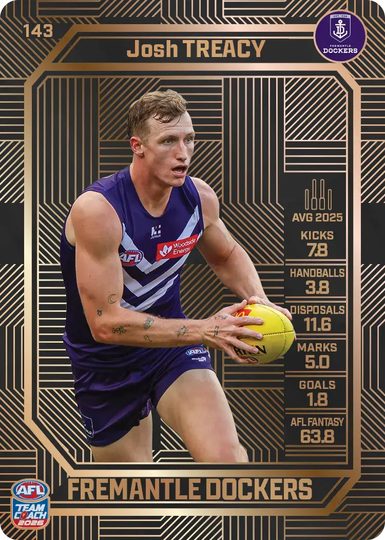 Teamcoach 2026 Base Bronze Card #143 Josh Treacy - Fremantle