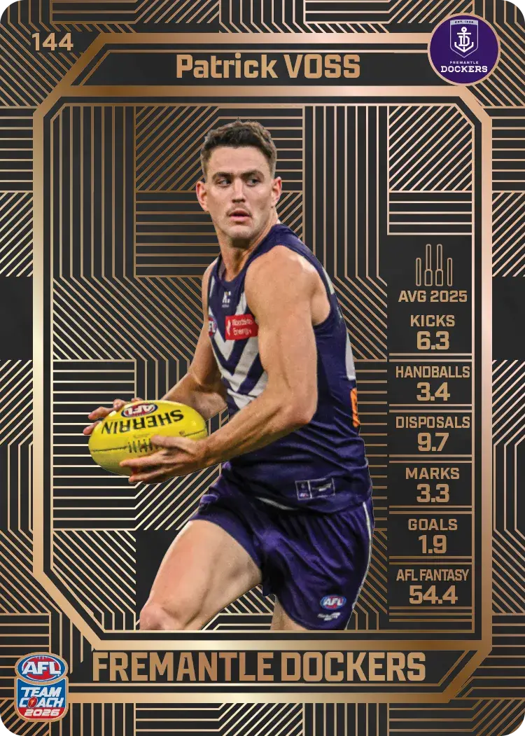 Teamcoach 2026 Base Bronze Card #144 Patrick Voss - Fremantle