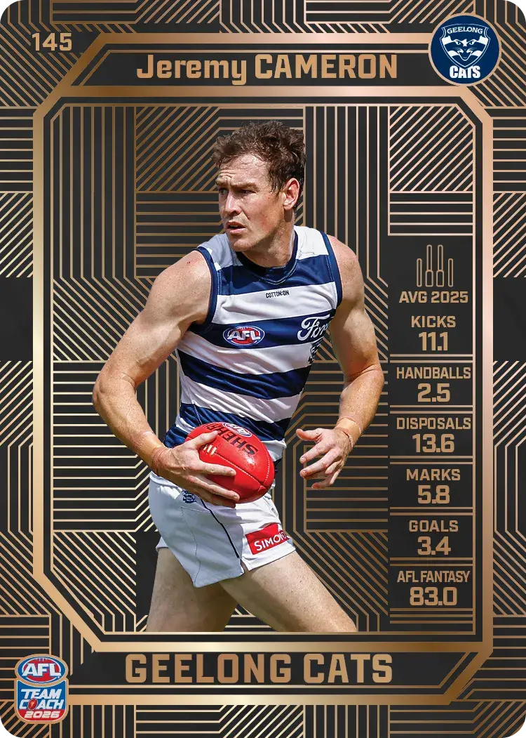 Teamcoach 2026 Base Bronze Card #145 Jeremy Cameron - Geelong