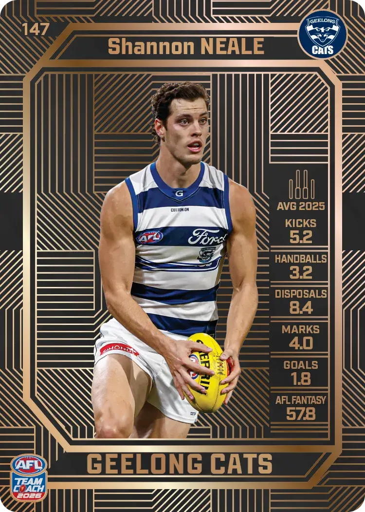 Teamcoach 2026 Base Bronze Card #147 Shannon Neale - Geelong