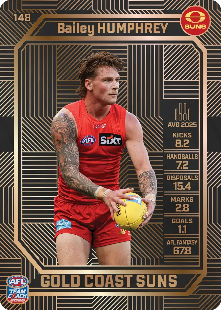 Teamcoach 2026 Base Bronze Card #148 Bailey Humphrey - Gold Coast Suns