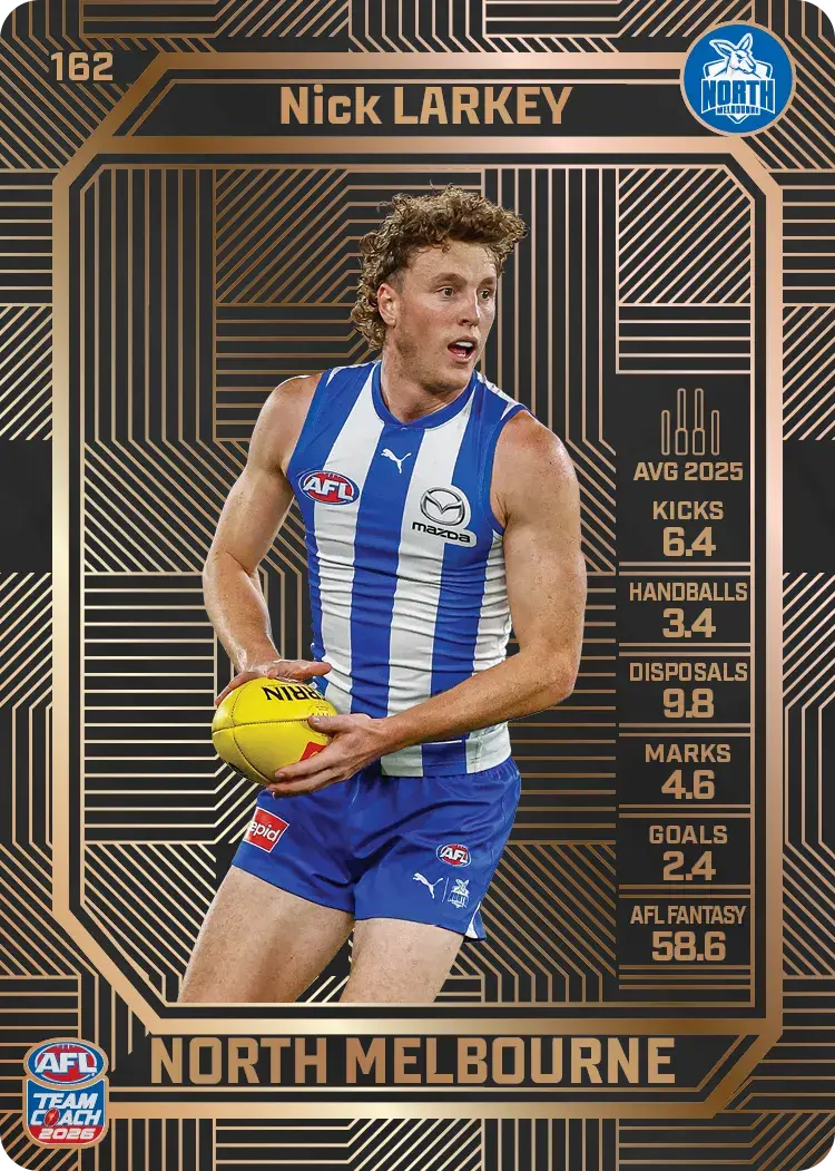 Teamcoach 2026 Base Bronze Card #162 Nick Larkey - North Melbourne