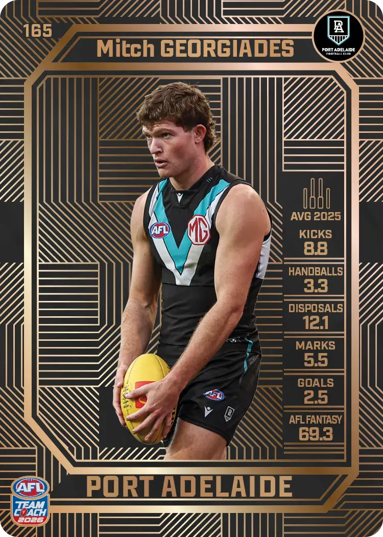 Teamcoach 2026 Base Bronze Card #165 Mitch Georgiades - Port Adelaide