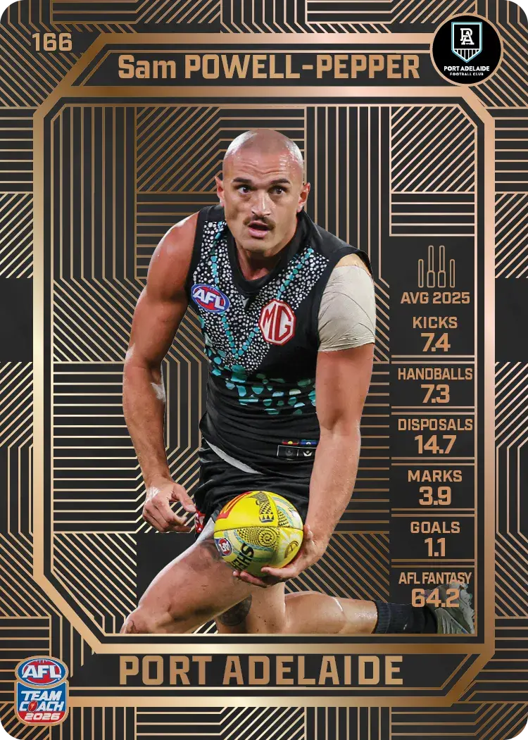 Teamcoach 2026 Base Bronze Card #166 Sam Powell-Pepper - Port Adelaide