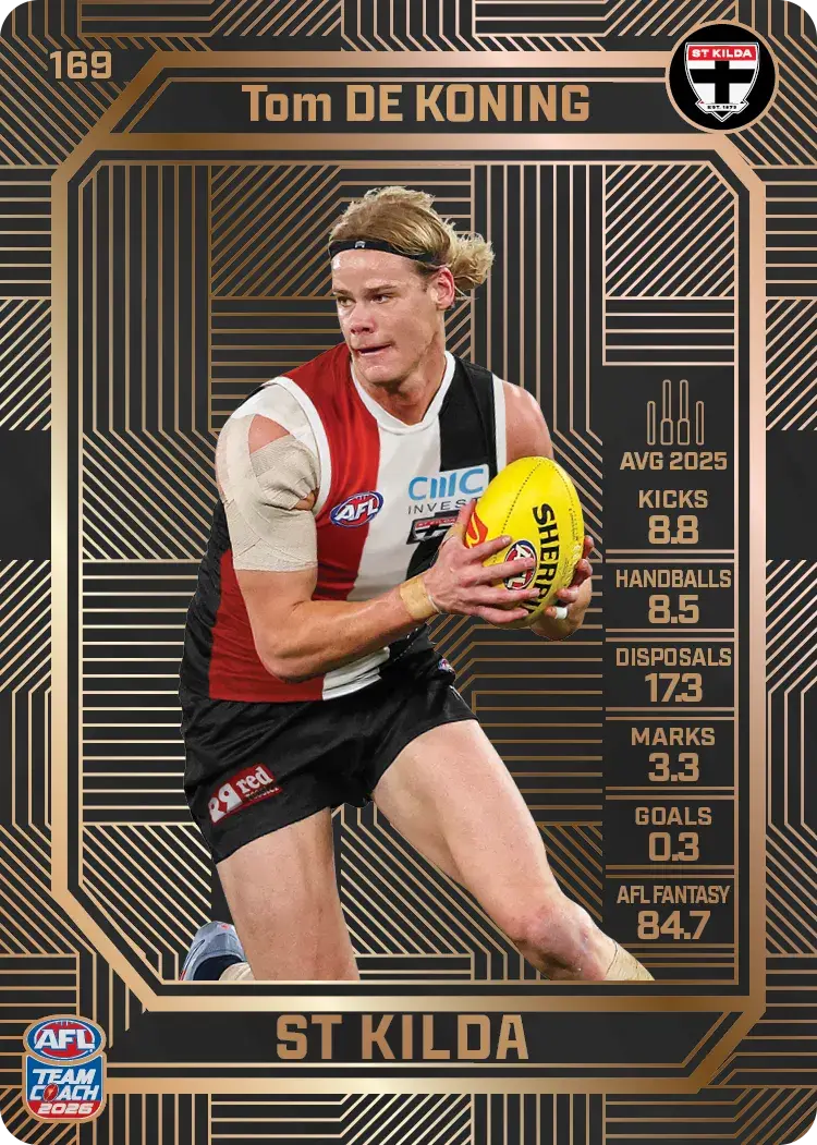 Teamcoach 2026 Base Bronze Card #169 Tom De Koning - St Kilda