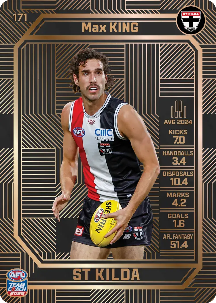 Teamcoach 2026 Base Bronze Card #171 Max King - St Kilda