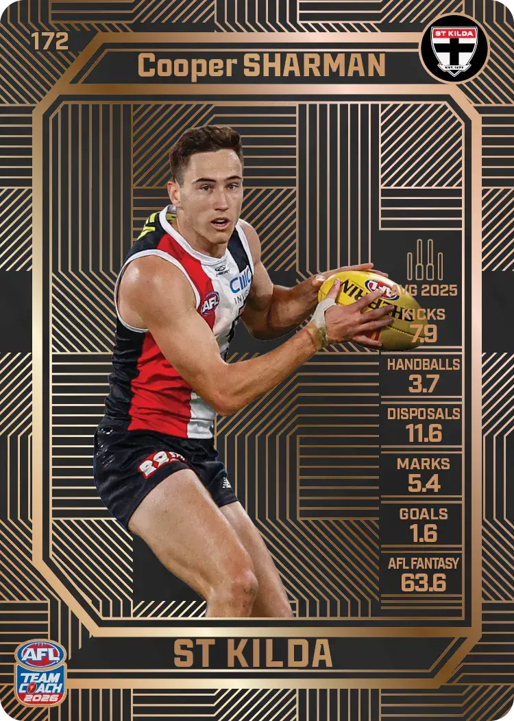 Teamcoach 2026 Base Bronze Card #172 Cooper Sharman - St Kilda