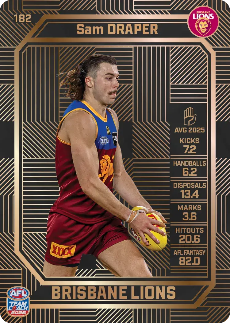 Teamcoach 2026 Base Bronze Card #182 Sam Draper - Brisbane Lions