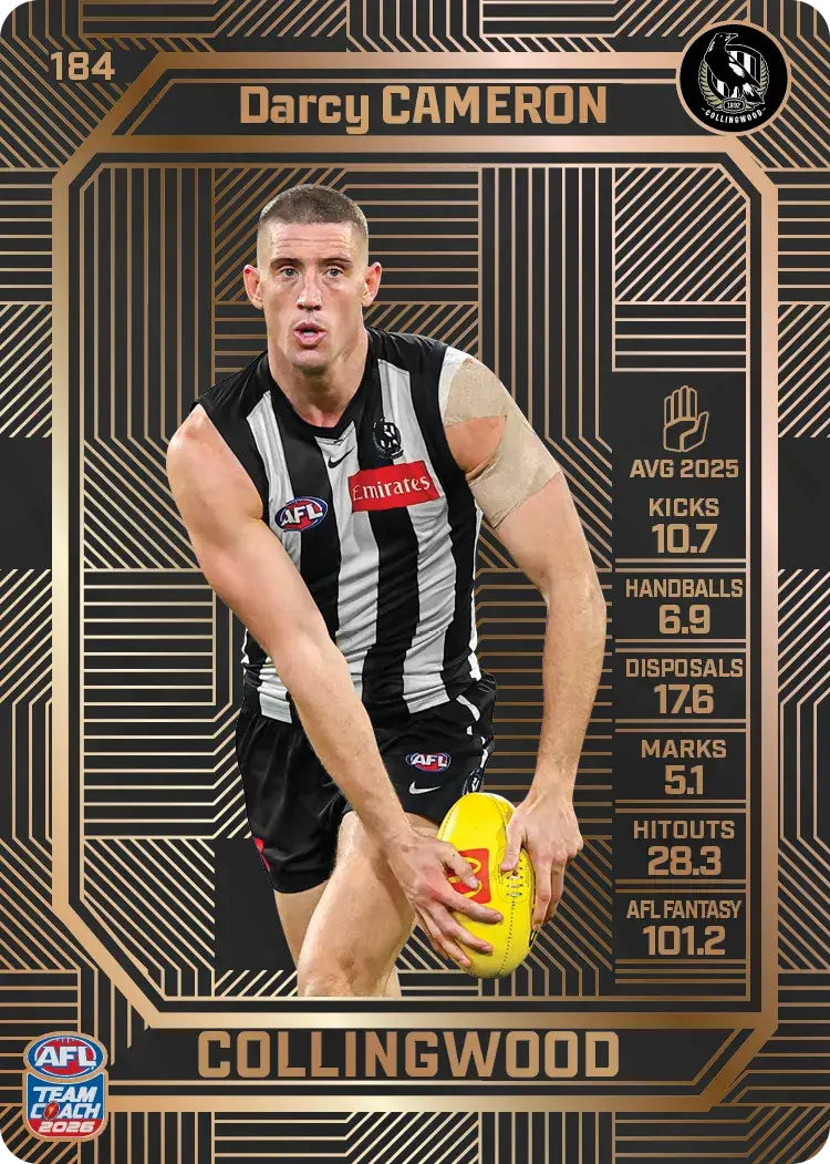 Teamcoach 2026 Base Bronze Card #184 Darcy Cameron - Collingwood