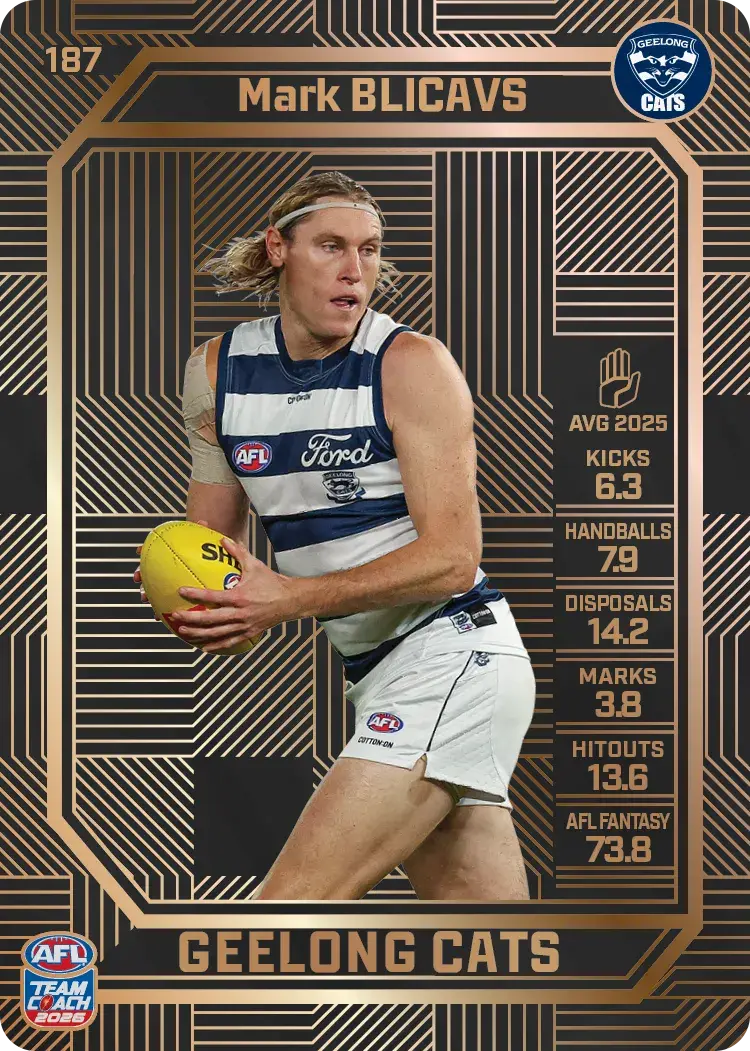 Teamcoach 2026 Base Bronze Card #187 Mark Blicavs - Geelong
