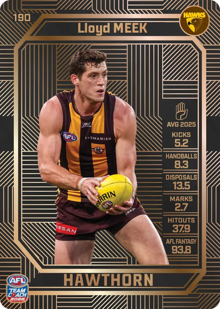 Teamcoach 2026 Base Bronze Card #190 Llyod Meek - Hawthorn