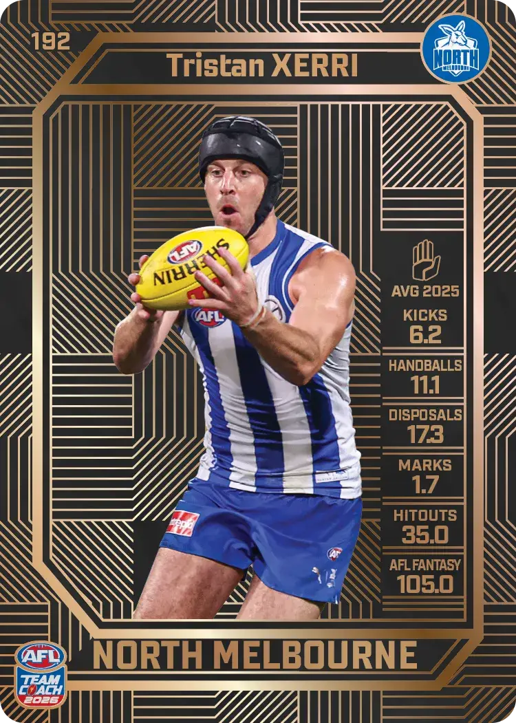 Teamcoach 2026 Base Bronze Card #192 Tristan Xerri - North Melbourne