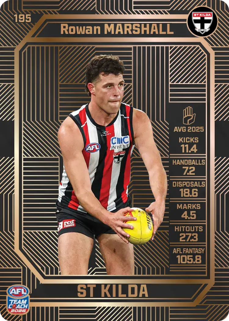 Teamcoach 2026 Base Bronze Card #195 Rowan Marshal - St Kilda