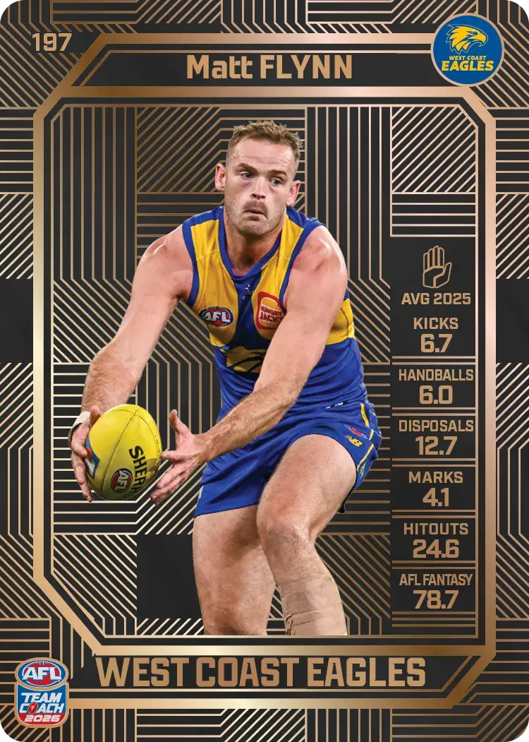 Teamcoach 2026 Base Bronze Card #197 Matt Flynn - West Coast Eagles