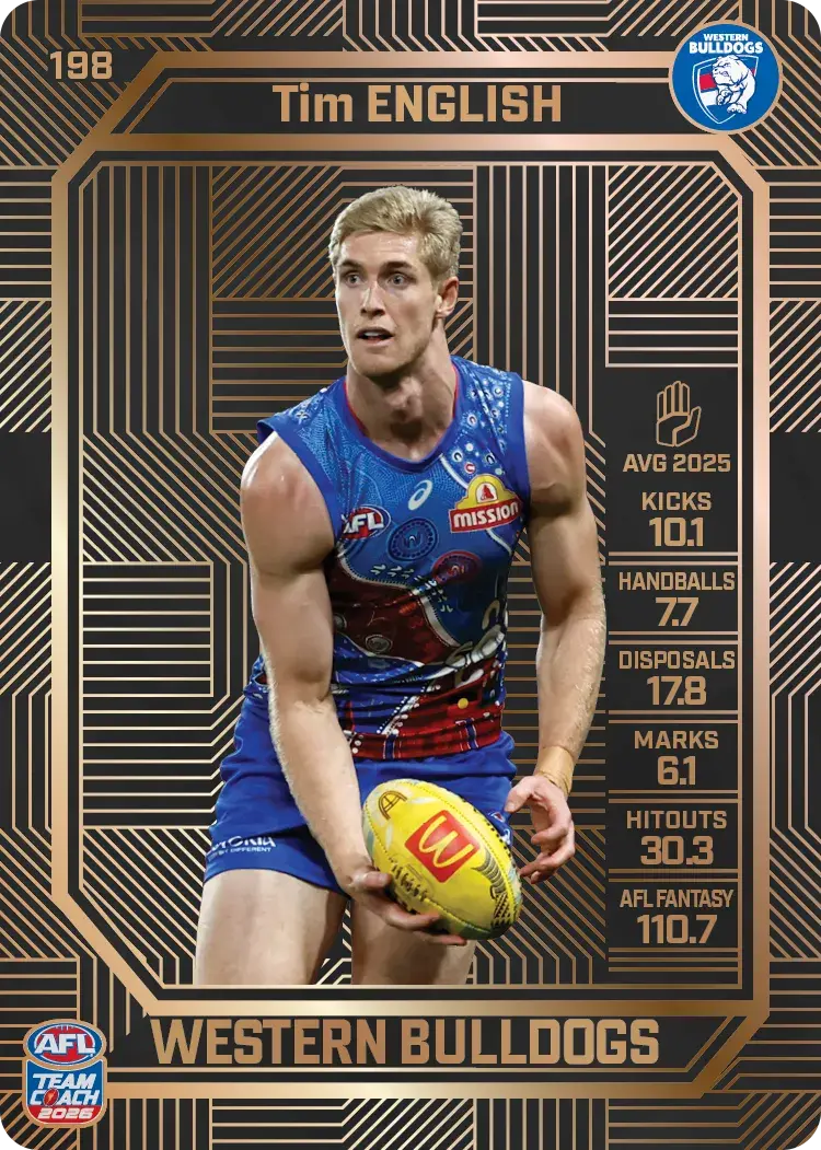 Teamcoach 2026 Base Bronze Card #198 Tim English - Western Bulldogs