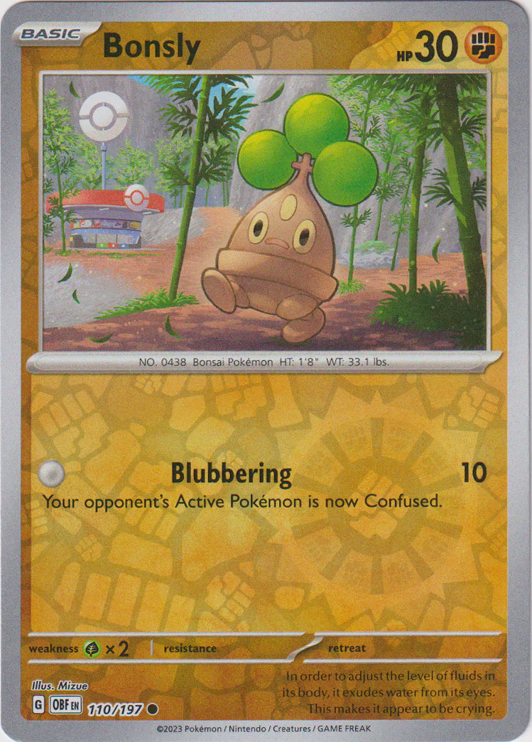 Pokemon TCG -Obsidian Flames -#110 -Bonsly -Common -Reverse Holo