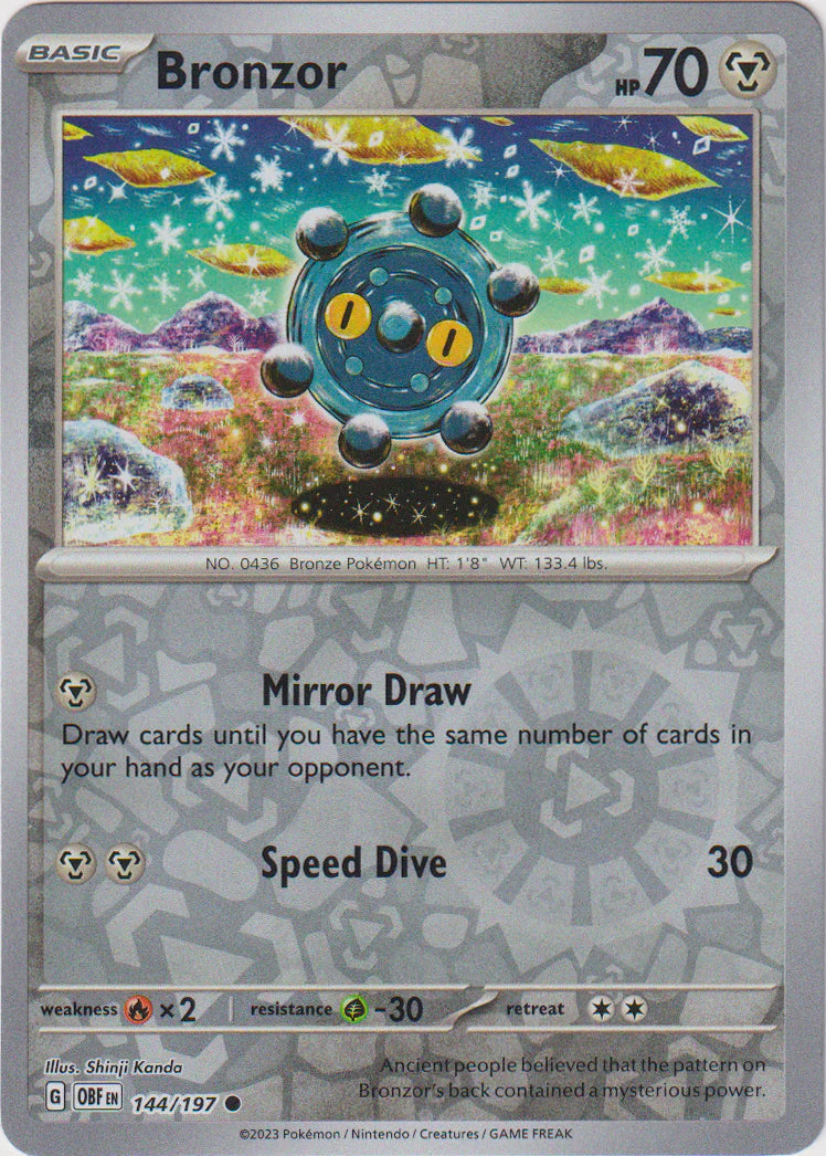 Pokemon TCG -Obsidian Flames -#144 -Bronzor -Common -Reverse Holo