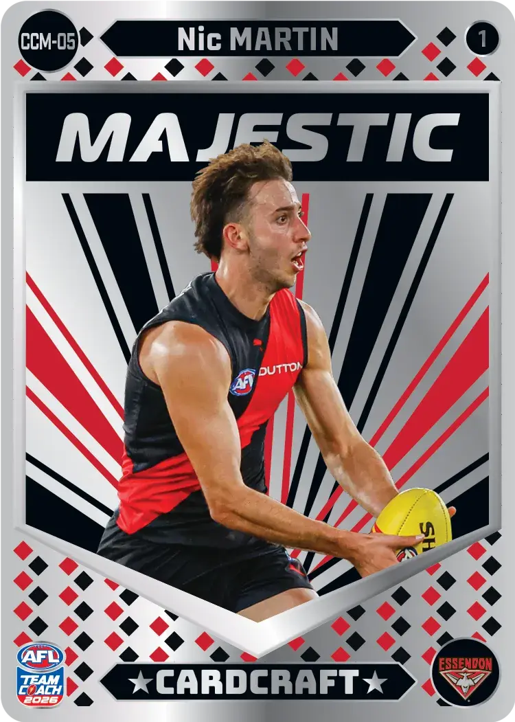 Teamcoach 2026 Card Craft Majestic CCM-05 Nic Martin #1 - Essendon Bombers