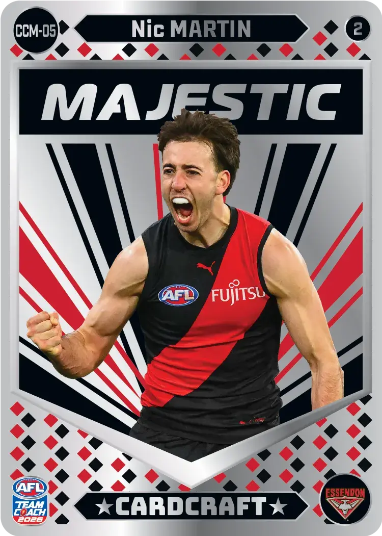 Teamcoach 2026 Card Craft Majestic CCM-05 Nic Martin #2 - Essendon Bombers