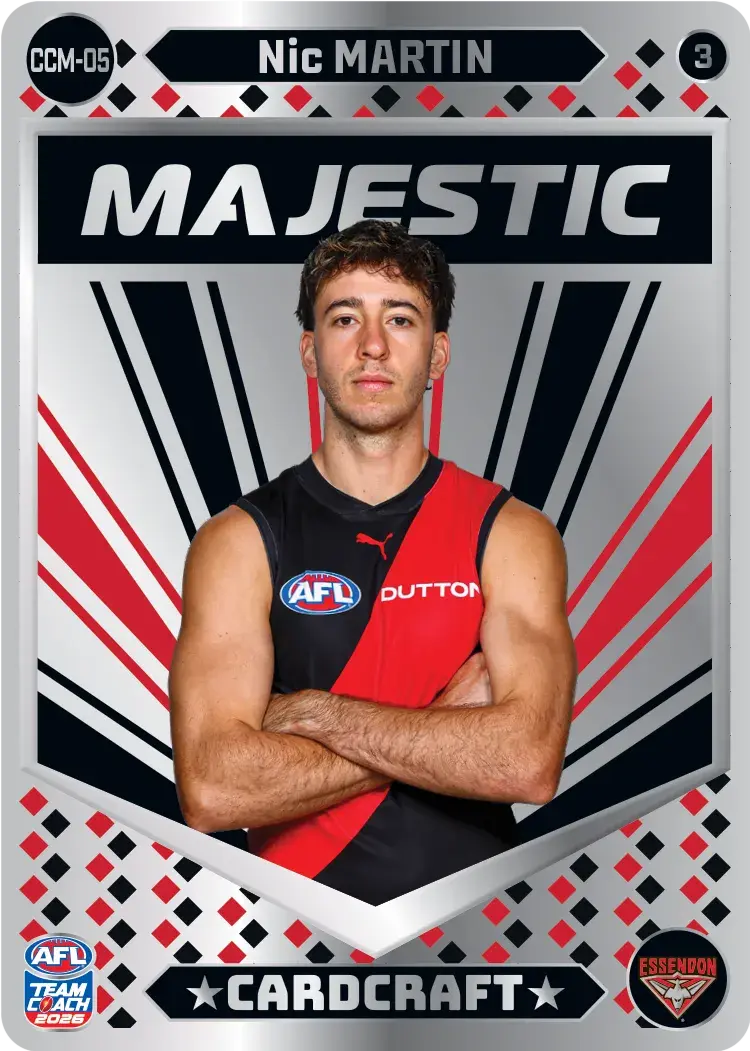 Teamcoach 2026 Card Craft Majestic CCM-05 Nic Martin #3 - Essendon Bombers