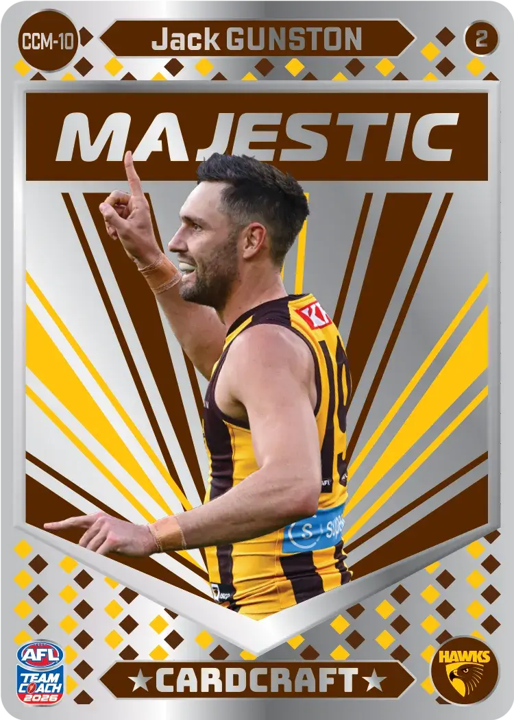 Teamcoach 2026 Card Craft Majestic CCM-10 Jack Gunston #2 - Hawthorn Hawks